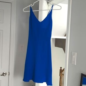 Lush brand Size M Cute Blue Short Flare Dress with Lace Up Corset Back